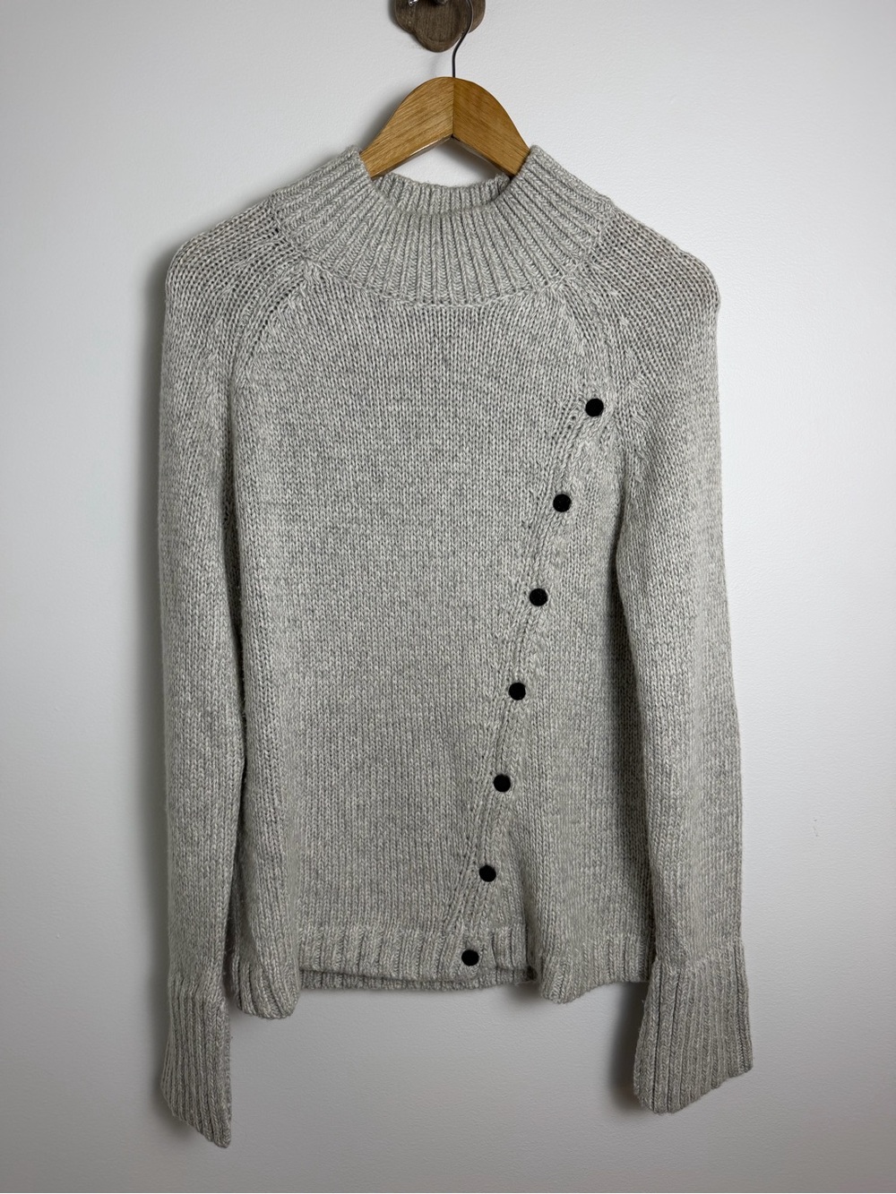 Madison The Label Wool Blend Asymmetrical Button Split Cuff Sweater L